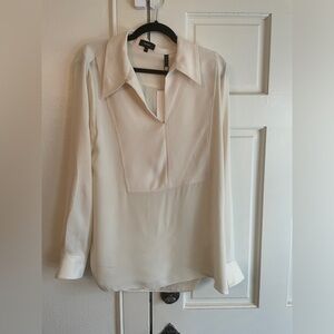 Theory silk crème long sleeve women’s blouse